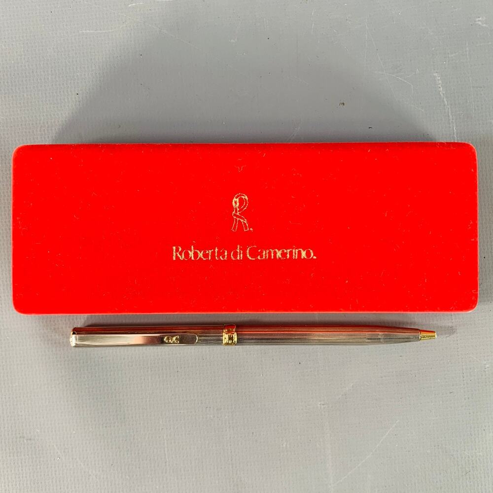 ROBERTA DI CAMERINO Vintage Silver Gold Tone Ball Point Pen
